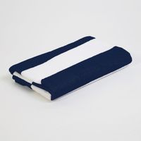 Serviette de plage en coton rayé bleu marine (Couleur: Bleu marine)