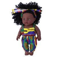 Omabeta Poupées Reborn 30 cm Reborn bébé poupées africaine bébé fille peau noire cheveux jouets poupee Q12.040 Salopette batik