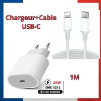 Adaptateur iPHONE 20W Chargeur Cable USB-C Rapide Pour iPhone 13/12/11/XR/Xs/Max/8/7