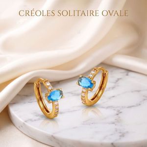 Boucles D'oreilles 12 Mm Turquoise Et Plaqué Or - Marque OxcmoBijoux, Neuf Avec étiquettes