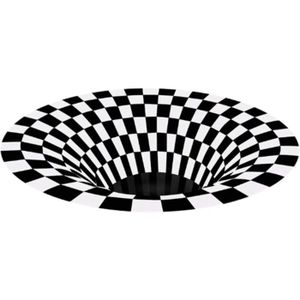 TAPIS Tapis Imprimé Géométrique Rond Noir Blanc Grille Tapis 3D Illusion Vortex Chambre Chambre Anti-Dérapant Tapis De Sol Maison [n11314]