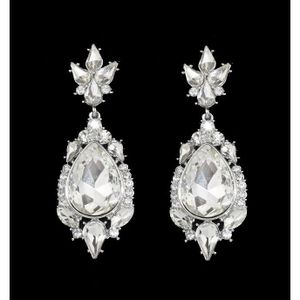 Longues Boucles d/'oreilles Clips 11 cm Bijoux Strass Pour Soirée Mariage