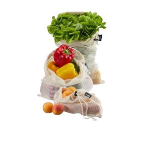 8 Sacs Filets Réutilisables Pour Fruits Et Légumes - Avec Cordon De Serrage - 42x30 Cm - Lavables - Bleu Et Vert