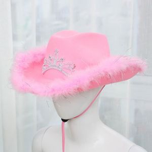 CASQUETTE Casquette,Chapeau de Cowboy rose pour femmes,Style
