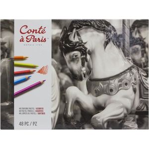 PASTELS - CRAIE D'ART CONTE A PARIS Assortiment 48 crayons pastel - Boîte métal