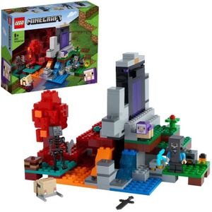 ASSEMBLAGE CONSTRUCTION LEGO® 21172 Minecraft™ Le portail en ruine Jouet pour Fille et Garçon de 8 ans avec Figurines de Steve et Wither Squelette