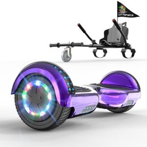 ACCESSOIRES HOVERBOARD Hoverboard RCB 6.5 Pouces Electrique avec Bluetooth LED Violet + Karting Ajustable