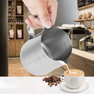 1500ML MAGT Tasse à café Tasse de pichet avec Couvercle Tasse en Acier Inoxydable Tasse cruche de mousseur à Lait avec Couvercle pour Latte Coffee Art 