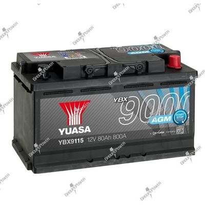 Yuasa YBX9115 12V 80Ah 800A AGM Start Stop Plus Battery 