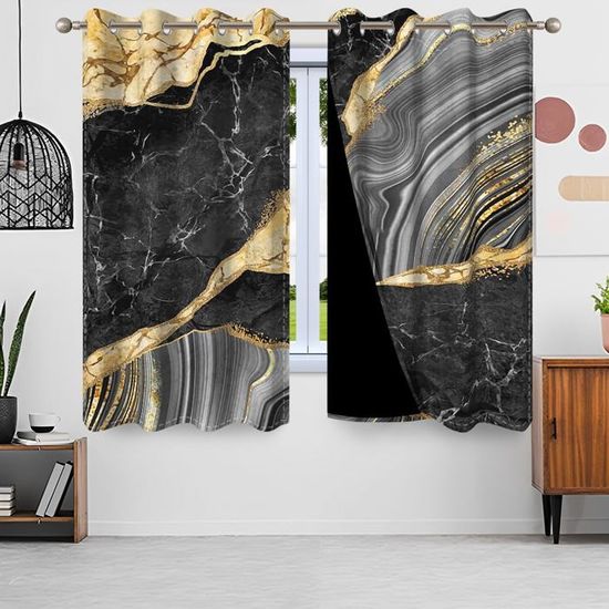 2 Rideaux Occultants Abstraits - 117x137 Cm Chacun, Tissu Thermique, 95% Occultation, Oeillets Métal, Pour Salon Et Chambre - 7