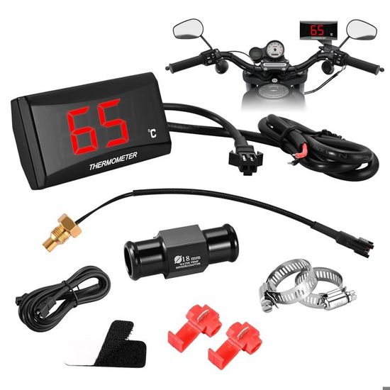 Thermomètre Numérique Universel DC 12V Moto - Jauge Température Eau 0-120°C Pour Scooter Moto Course