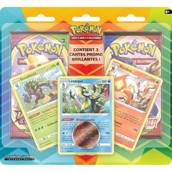 Pack 2 boosters Pokémon - ASMODEE - Epée et Bouclier - Cartes promo brillantes et pièce incluses