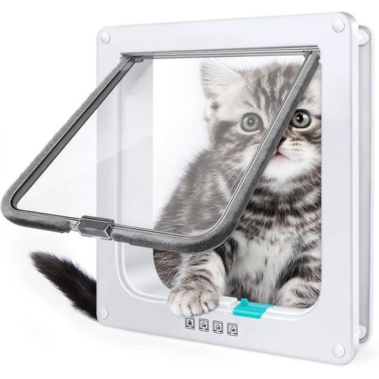 Chatière 4 Voies à Fermeture Magnétique GOEDCH - Porte Pour Chat Silencieuse, Installation Facile Porte/Mur - 9