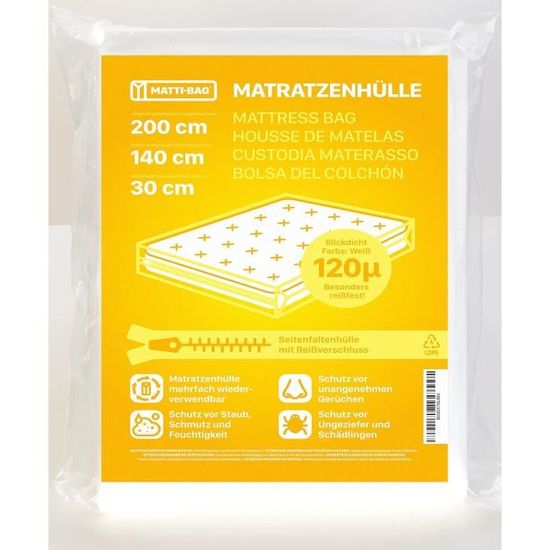 Housse de matelas en plastique 140 x 200 cm avec large Housse de matelas en plastique 140 x 200 cm avec large
