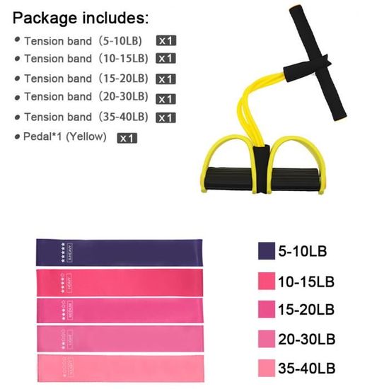 Bande De Résistance 6 Tubes Avec Pédale - Parfaite Pour Musculation, Abdominaux, Fessiers Et Pilates à La Maison