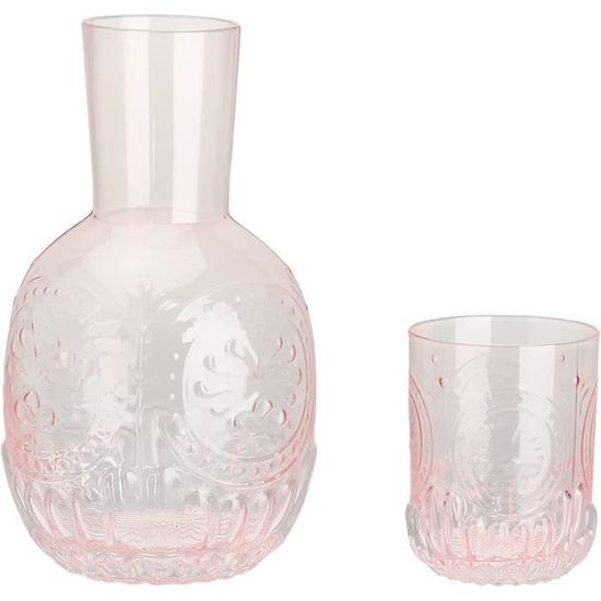 Lily's Home Carafe à Eau De Chevet Avec Verre à Gobelet, à Utiliser Dans La Chambre, La Salle De Bain Ou La Cuisine, Utilisez La Tasse Comme Couvercle, 473 Ml, Contemporaine