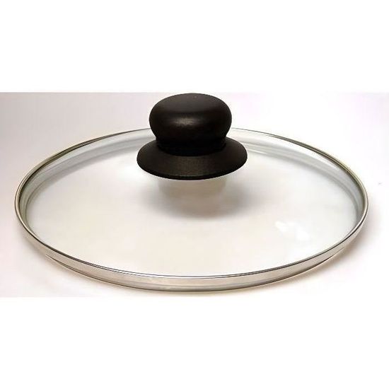Couvercle Verre BAUMALU Ø16cm - Cercle Inox, Bouton Bakélite, Trou Vapeur, Pour Casseroles