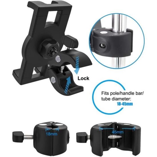 Support Double Bras Pour Tablette/smartphone - Guidon Vélo, Tapis De Course, Poussette (4 à 13 Pouces)
