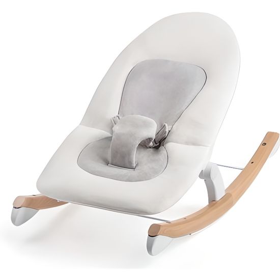 Transat bébé Finio - KINDERKRAFT - Blanc - Evolutif - Confortable - Patins en bois de hêtre