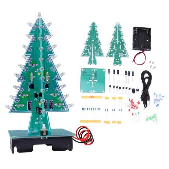 Kit Soudure Électronique Sapin Noël LED 7 Couleurs Clignotantes – DIY Éducatif Et Festif
