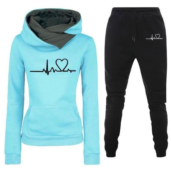 Ensemble Jogging Femme 2 Pièces - Sweat à Capuche Et Pantalon - Couleur Unie Chic - Pour Sport, Décontracté, Automne-hiver