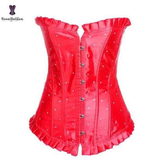 Bustier femme,Corselet gothique en Satin à paillettes et strass