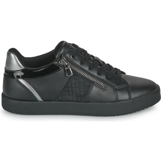 Baskets femme GEOX Blomiee Cuir Fermeture a Lacets Zip Confort exceptionnel Black Cdiscount Chaussures