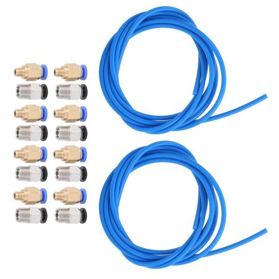 Lot De 48 Accessoires D'imprimante 3D,Tuyau En Téflon PTFE 1m Avec 2 Pc4 M6 2 Pc4 M10 Et 30 Buses D Imprimante 3d De 0 4 Mm 0 2 Mm 0 6 Mm Pour Creali