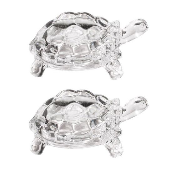 Figurine Tortue En Verre Transparent - Décoration Feng Shui - Dimensions 8,9 X 6,5 X 5,6 Cm - Pour Bureau, Maison, Bonsaï