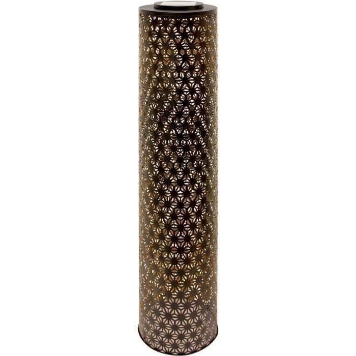 Lampe solaire GARDEN ID Colonne Or Ø20 H80 cm 6 à 8h lumière Bouton marchearrêt Batterie LI ION durable.