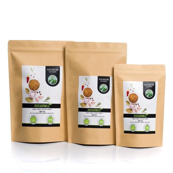 Graines de fenugrec entières (1kg), 100% naturelles, bien entendu sans additifs, végétaliennes