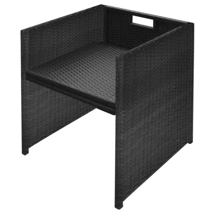 GM-Jeu de mobilier de jardin 11 pcs Noir Résine tressée