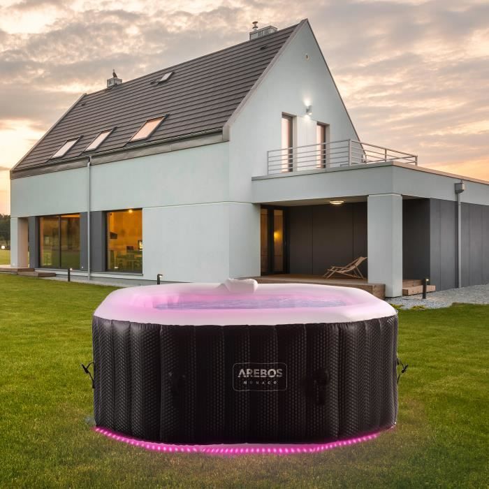 AREBOS intérieur-extérieur spa piscine bien-être massage octogonal avec LED2400W