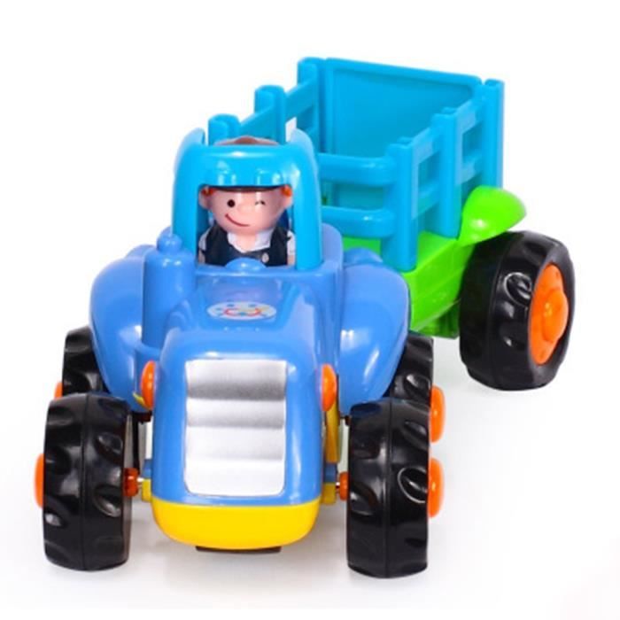 Tracteur avec Remorque Véhicule Jouet Enfant Bébé 0-2 Ans Cadeau Fête Noël 16.5*7*6.5cm