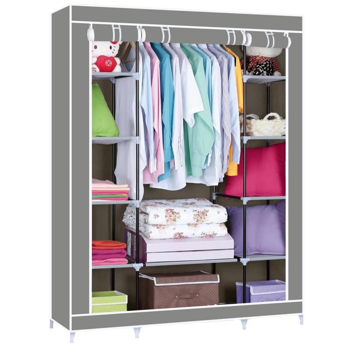 HERZBERG HG-8009: ARMOIRE DE RANGEMENT - GRANDE GRIS