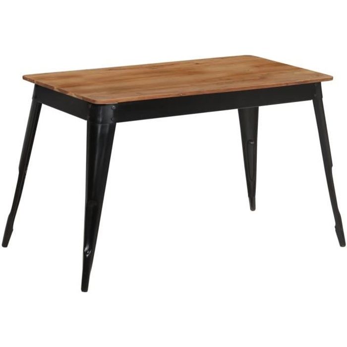 QID Table de salle à manger Bois d'acacia et acier 120x60x76 cm-Style d'intérieur industriel