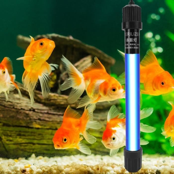 Quartz Verre Fish Tank UV Lampe de stérilisation Aquarium submersible Désinfection de l'eau Lumière UK Plug 220 V (9 W)-YIN