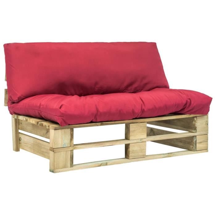 Canapé de jardin palette avec coussins Canapés de Terrasse, Jardin ou Salon Canapé d’Angle- Siège d'Extérieur - rouge Pinède