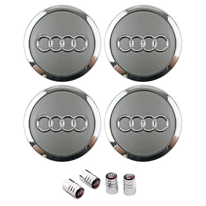 Marfed Lot de 4 Cache-moyeux avec Logo 69 mm Gris foncé et chromé