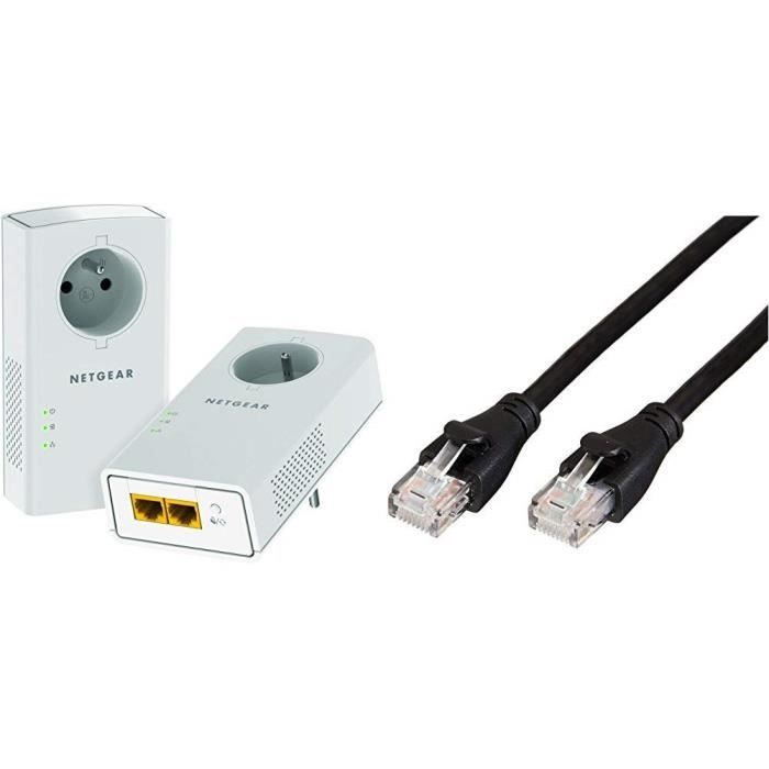 Câbles Ethernet NETGEAR PLP2000-100FRS Pack de 2 Prises CPL 2000 Mbps avec Prise filtrée et 2 Ports Ethernet & AmazonBas 281038