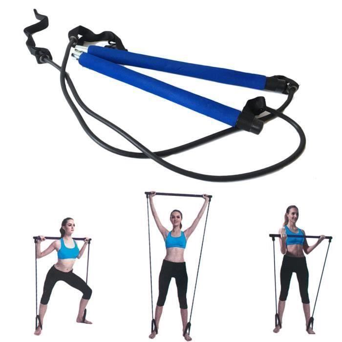 Portable Pilates Bar Gym Stick Stick Yoga Barre d\'exercice Pilates Trainer Fitness Rod avec boucle de pied