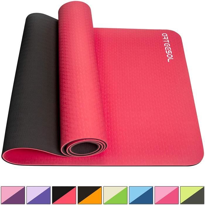 Tapis de yoga antidérapant sans substances nocives Pilates Fitness 183 cm x 61 cm x 6 mm
