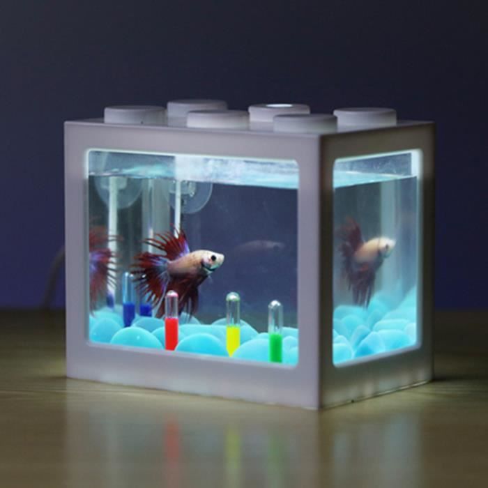 Mini aquarium avec bocal à poissons pour la décoration de table à thé de bureau à domicile blanc