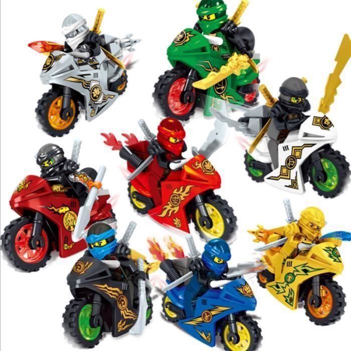C® boîte Compatible avec Lego Phantom Ninja or moto figurine 8 blocs de construction assemblage mixte jouets créatifs pour enfants