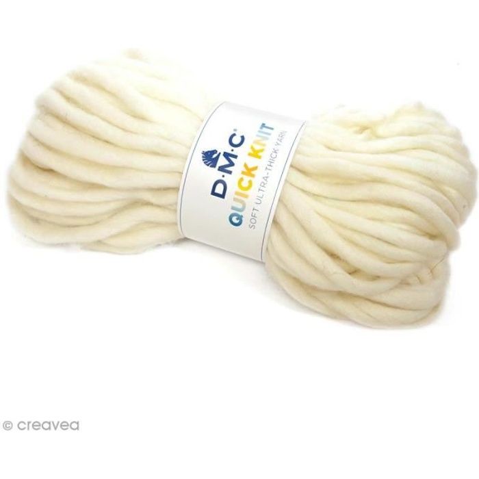 Laine Quick Knit DMC - 150 g Laine XXL Quick Knit, de DMC :Coloris: Blanc ecru 602Matière : 51% laine 49% acrylique Poids : 150 g