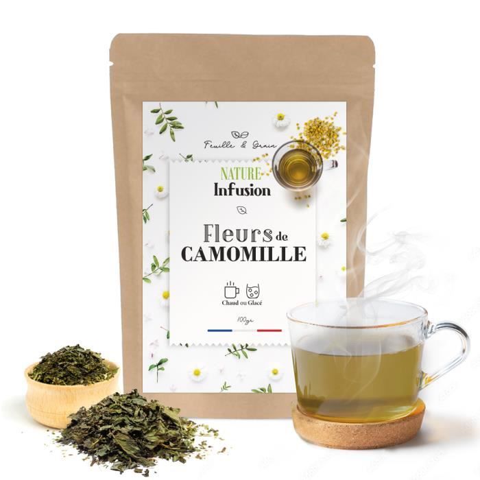 Fleurs de Camomille Naturels Entières pour Infusion et Tisane Apaisante Favorisant le Sommeil et la Digestion - 100 g