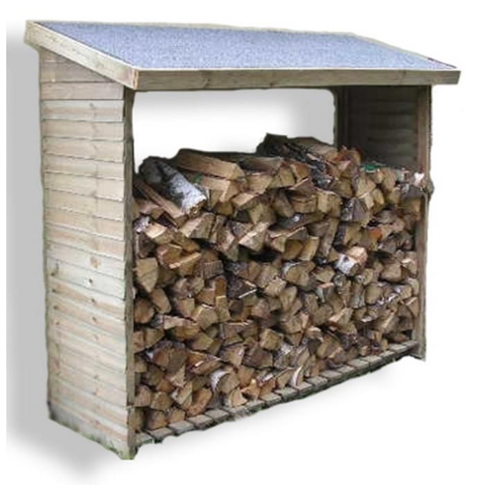 Abri de jardin range-bûches mural autoclavé - 2 stères - 188x86-65x187-163cm