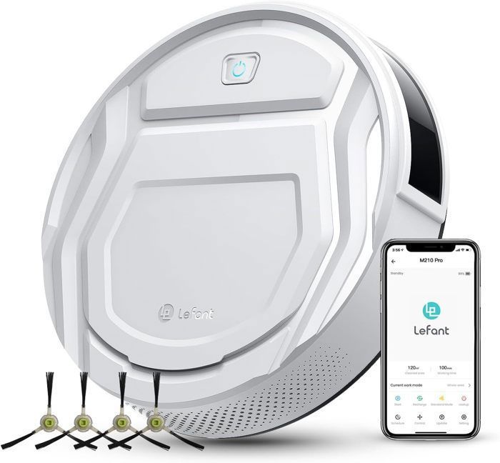 Aspirateur Robot Mini - Lefant M210 - Super Mince - Bac 0.5L - Forte Aspiration 1800PA - Bon aux poils d'animaux et aux tapis