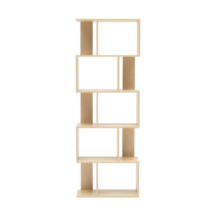 Mobili Rebecca Bibliotheque Etageres Bois Beige Design Moderne 172,5x60x24