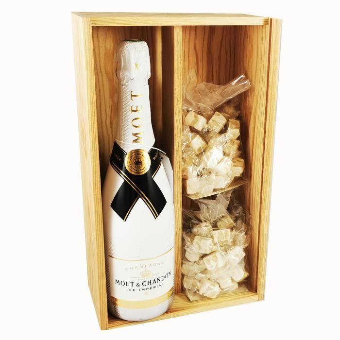 Champagne Moët & Chandon - Ice Imperial Brut & 2 * 150 grammes de nougadets blancs - Jonquier Deux Frères - En coffret bois